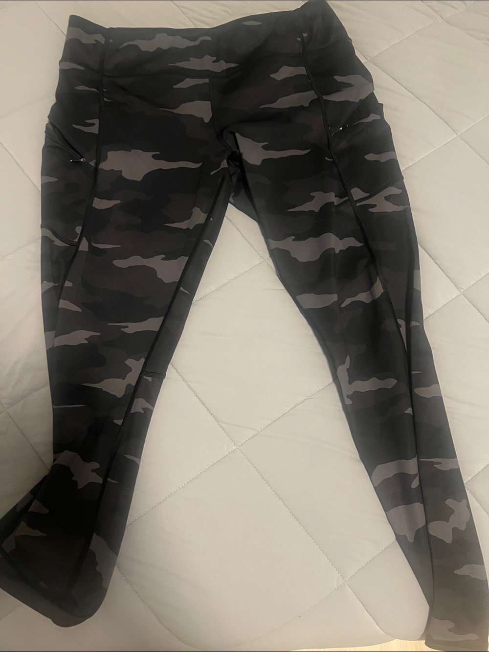 Athleta Gray & Black Camo High-Rise Leggings